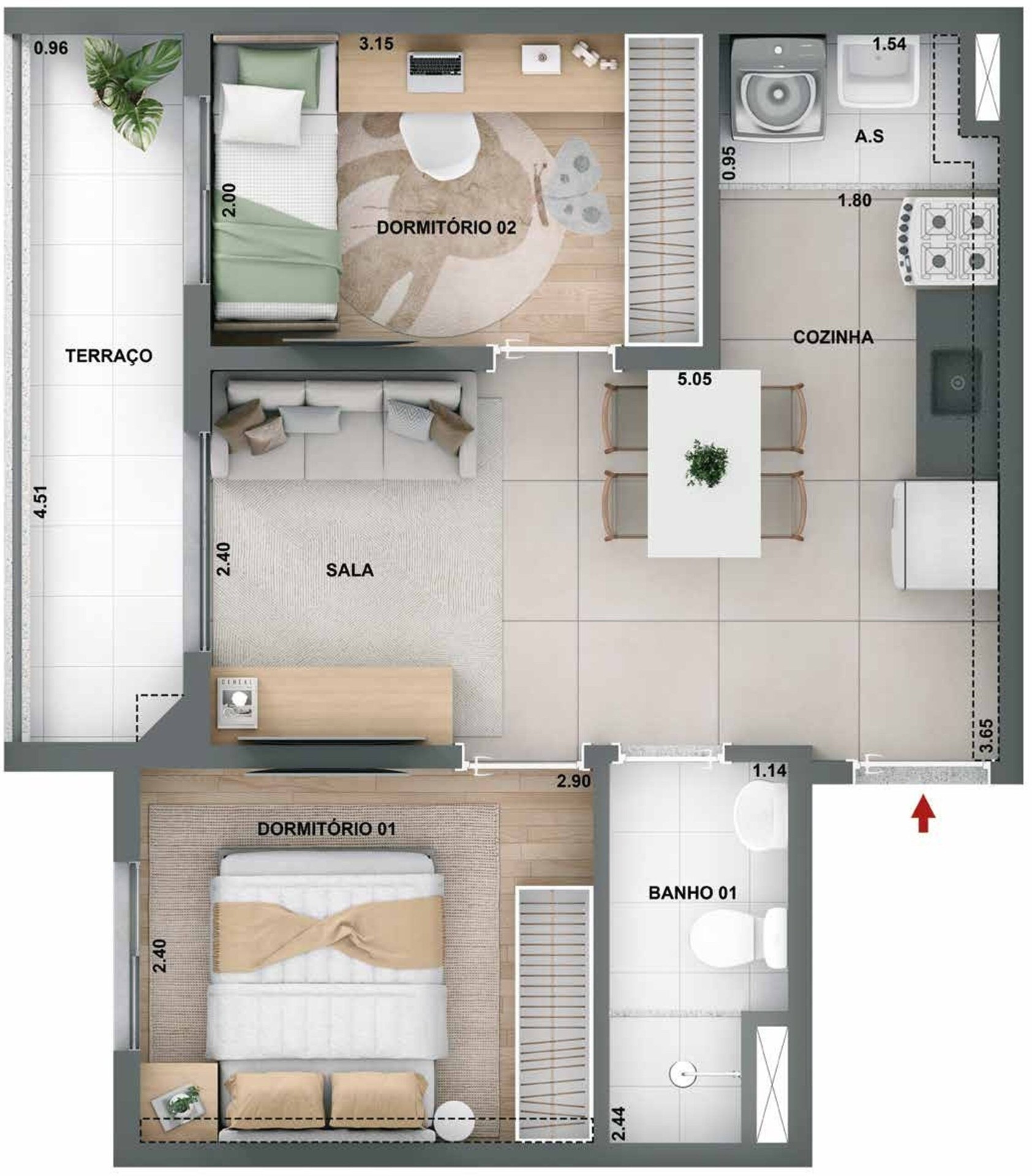 Planta 42m²