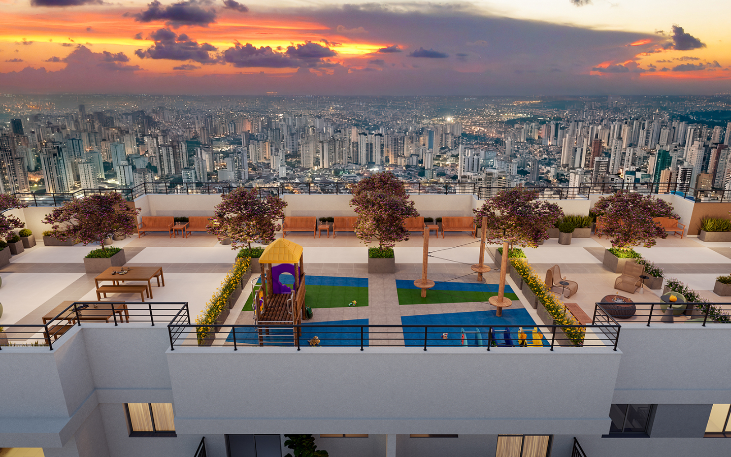 Rooftop com vista da cidade
